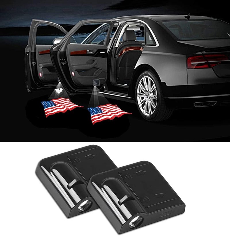 NewL 2 Pcs Led Car Door Welcome Light for American Waving Flag Logo Symbol Projector Lights Ghost Shadow Light - Image 1